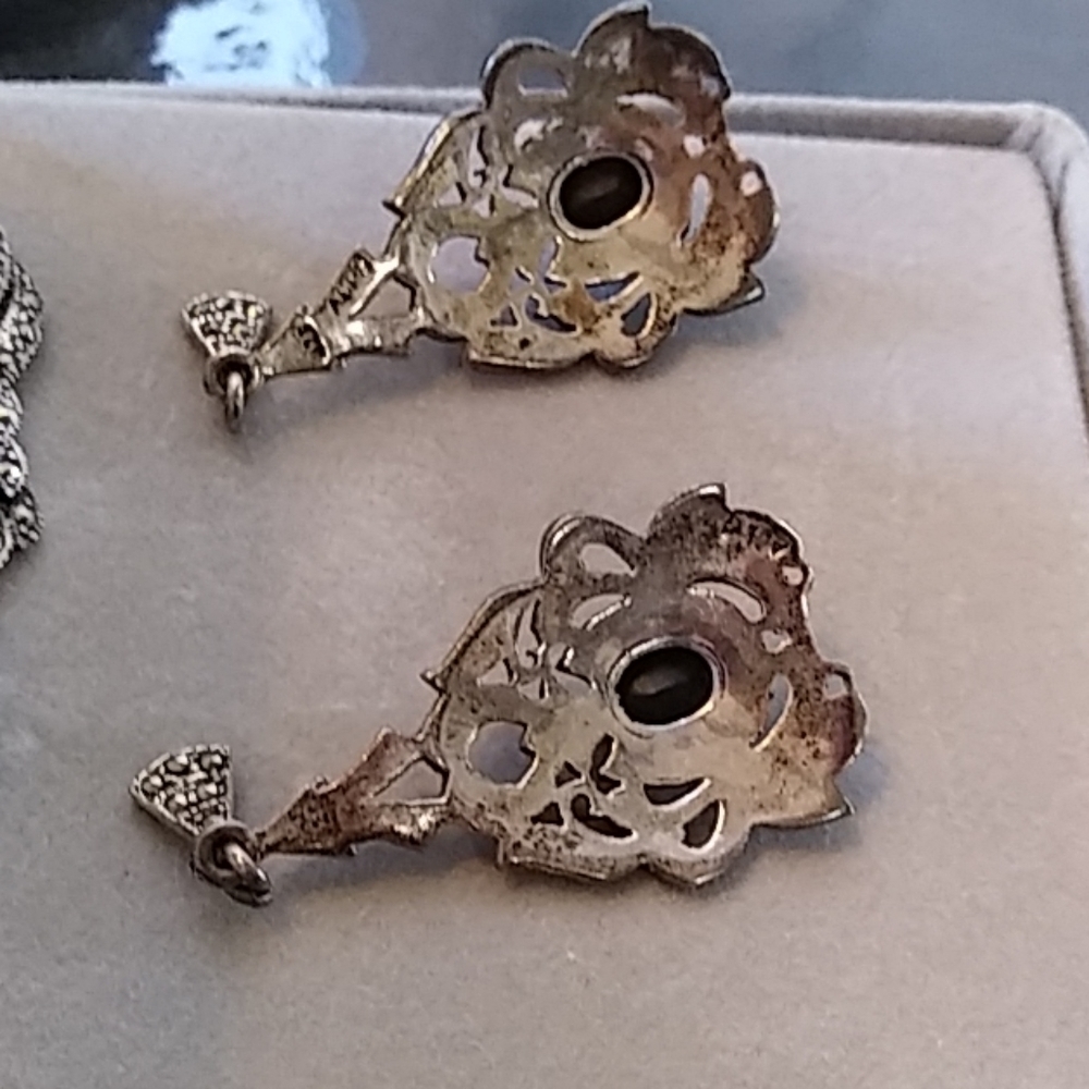 Albert David Sterling Silver, Pearls, Gems Brooch and Earring Set in Box - Picture 6 of 7
